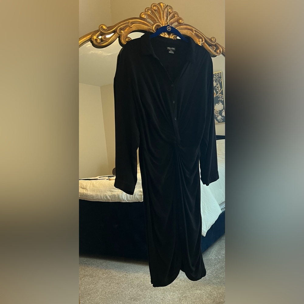 City Chic black shirt dress Plus Size XS/14